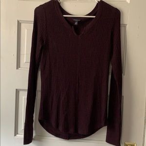 long sleeve waffle top